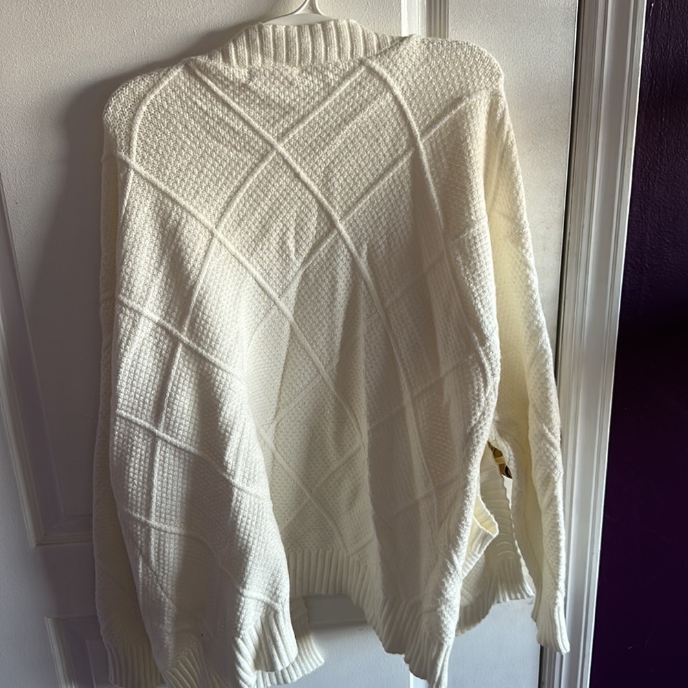 Mi Ami White Cardigan Super Soft Sweater in White - Picture 3 of 4